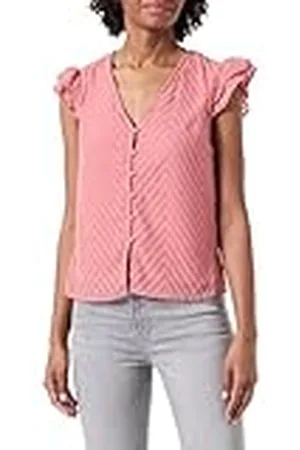 VILA Vimichelle C/S Button Top/Ka Blusa de Manga Corta, Rosa Antigua, 44 Mujeres