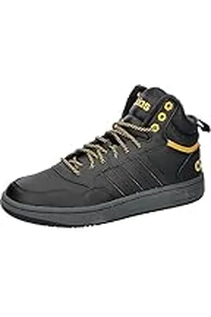 adidas Hoops 3.0 Mid Lifestyle Basketball Classic Fur Lining Winterized Shoes, Zapatos Hombre, Core Black/Core Black/preloved Yellow, 44 EU