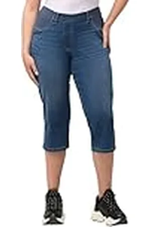 Ulla Popken Vaqueros Capri con Cintura Elástica Sienna Jeans, Azul, 48 para Mujer