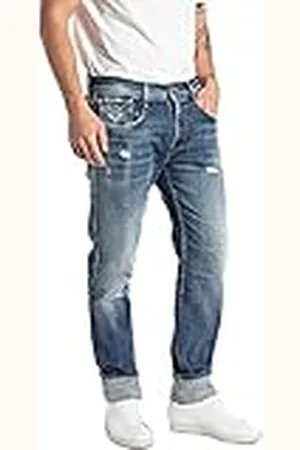 Replay Anbass Aged Jeans, 009 Azul Medio, 34W x 34L para Hombre