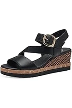 Jana Softline 8-28370-42 001 Black Wedge Plateau Sandale Komfortable Mehrweite Alltagsschuh Festlich Elegant, Sandalias con cuña Mujer, , 38 EU Ancho