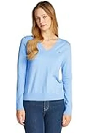 Tommy Hilfiger Jersey para Mujer V-Neck Jersey de Punto, Azul (Vessel Blue), 3XL
