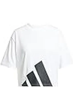 adidas Mujer Essentials Big Logo Boyfriend T-Shirt, White/Black, XL