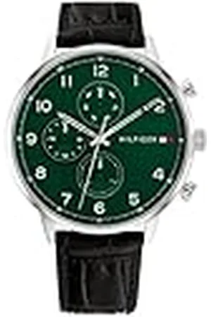 Tommy Hilfiger Reloj Analógico de Cuarzo multifunción para Hombre con Correa en Piel Negro - 1791985