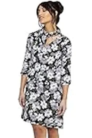 Mamatayoe Vestido Candilejas para Mujer, Manga Tres Cuartos, Escote Pico, Estampado, Talla S
