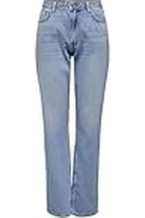 ONLY Onljaci MW Straight Dnm Cro158 Noos Pantalones Vaqueros, Mezclilla De Color Azul Claro, 32W / 32L para Mujer
