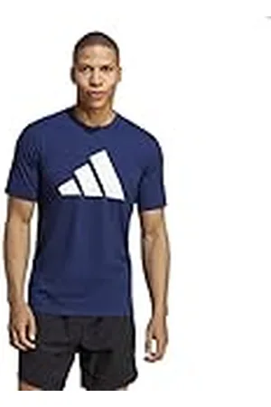 adidas Hombre Train Essentials Feelready Logo Training Tee, Dark Blue/White, XXL