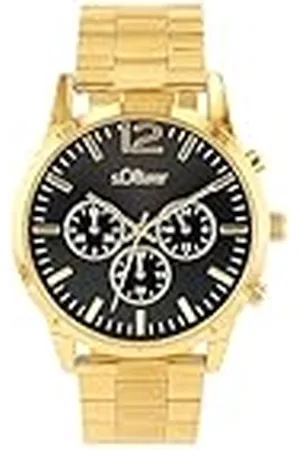 QS by s.Oliver Reloj de Pulsera Cronógrafo analógico para Hombre, con Brazalete de Acero Inoxidable, Negro, 3 Bar Resistente al Agua, Viene en Caja de Regalo, 2038385