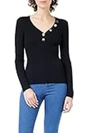 Morgan Jersey de manga larga punto fino botones Negro M