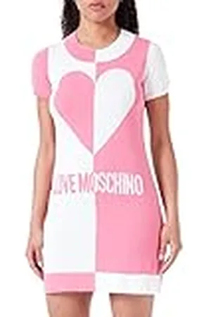 Moschino Vestido Tubular de Manga Corta, Color Fucsia Blanco, 40 para Mujer