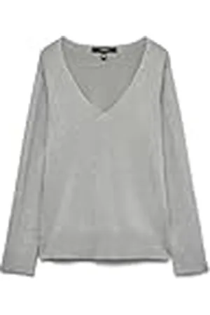 VERO MODA Vmsilje LS V-Neck Jersey Ga Noos Punto, Color Gris, XS para Mujer