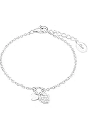 QS by s.Oliver Pulsera de plata esterlina 925 joyería del brazo de los niños de las muchachas, con zirconia cúbico synth., 14+2 cm, , corazón, Viene en caja de regalo de la joyería