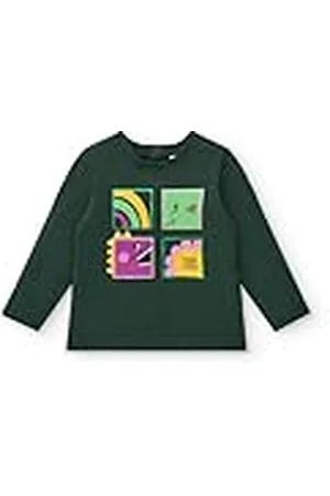 Tuc Tuc Camiseta de Manga Larga para niña en Color Verde con Estampado de Dinosaurios y arcoíris colección Cyber Dino (Talla 6 Meses)