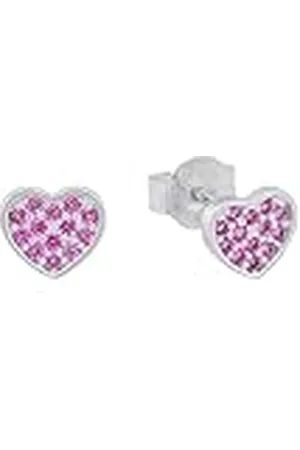 QS by s.Oliver Pendientes de plata de ley 925 joyería del oído de los niños de la muchacha, con zirconia cúbico synth., 0,6 cm, plata, corazón, Viene en caja de regalo de joyería
