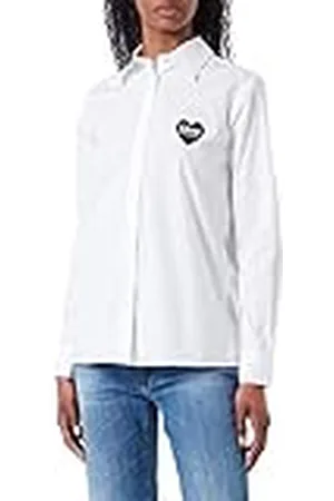 Moschino Camiseta de Manga Larga de Corte estándar, Blanco óptico, 46 para Mujer