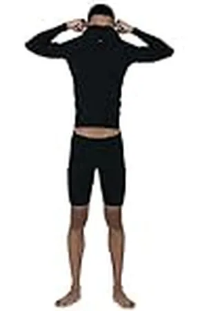 Speedo Boom Camiseta Ajustada De Manga Larga, Hombre, Negro, M