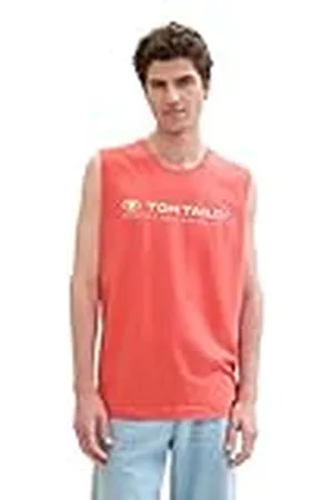 TOM TAILOR 1041866 Camiseta de Tirantes básica con Logotipo Impreso, 26202-Flamingo Flower, L Hombres