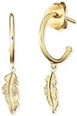 Engelsrufer Pendientes de aro para mujer con colgante de alas de plata de ley chapada en oro, diámetro de aprox. 11,8 mm, ERE-Feder-G-CR
