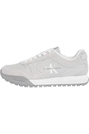 Calvin Klein Runner Sneaker Hombre Toothy Irregular Lines de ante, Gris (Oyster Mushroom), 45