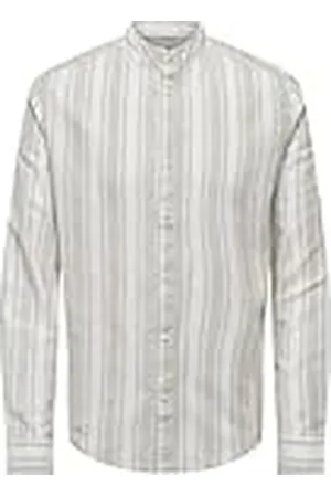 Only & Sons Onscaiden LS Mix Stripe Linen Mao Camisa, , XL para Hombre