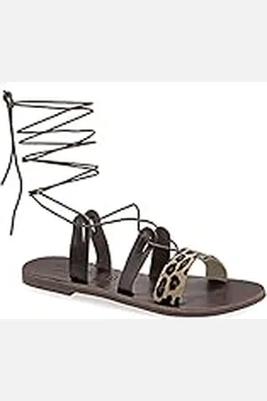 Emmanuela Handcrafted For You Emmanuela Sandalias de piel de becerro estilo griego antiguo, sandalias de gladiador hechas a mano, zapatos de verano con tiras de calidad, sandalias estilo bohemio chic con cordones, Leopard, 38 EU