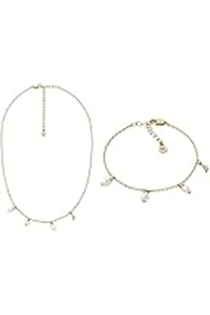 Emporio Armani Mujer Collar y Pulsera de Latón Dorado, Set