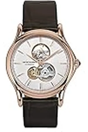Emporio Armani Reloj para Hombre, Movimiento automático, caja de 42 mm de acero inoxidable color oro rosa con correa de cocodrilo, ARS3401