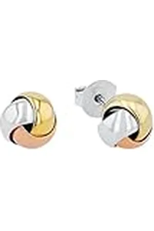 Amor Pendientes de plata de ley 925, 0,7 cm, tricolor, en estuche de regalo