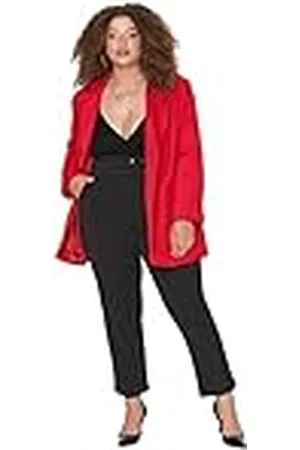 Trendyol Mujer Tallas grandes Cintura alta Pierna recta Slim Fit Pantalones de talla grande, ,44