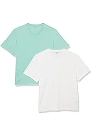 Amazon Camiseta de manga corta, cuello de pico, corte recto (disponible en tallas grandes y largos especiales) Hombre, Pack de 2, , L