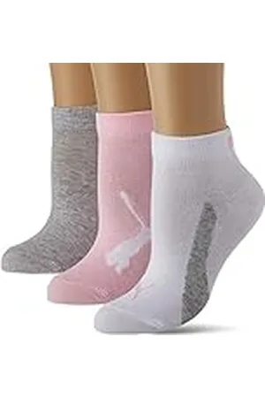 PUMA Quarter Calcetines, Rosa (Pink/Grey), 39-42 (Pack de 3) Unisex niños