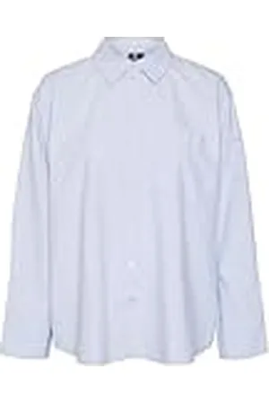 VERO MODA Blusa Suelta Mujer Corte Holgado Cuello Camisa Rayas Manga Larga, Color: , Talla:M