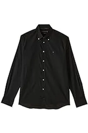 Tommy Hilfiger Men Shirt Oxford Regular Fit Long Sleeve, Black (Black), 37W