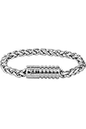Police GEAR PEAGB2211544 - Pulsera para hombre de acero inoxidable en color plateado con cierre de rosca, tamaño: 21 cm, 21 cm, Acero inoxidable, No es una piedra preciosa