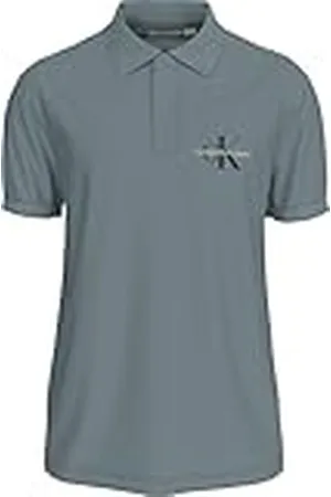 Calvin Klein Polo de manga corta Hombre Monologo Regular Fit, Azul , M