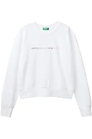 Benetton Jersey G/C M/L 3j68d107z Sudadera con Capucha, Color Blanco Mujer