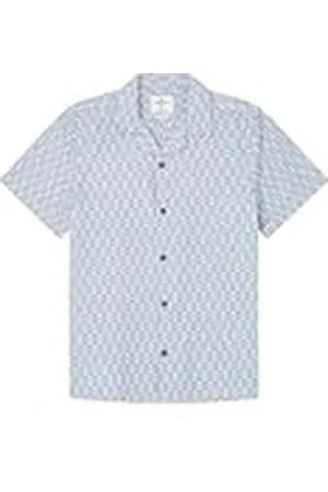 Springfield SPRINGFILED Camisa Manga Corta Jacquard Bordado, Camisa Hombre, Blue, L