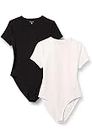 Amazon Body Tipo Camiseta de Corte Entallado en Punto de algodón elástico Mujer, Pack de 2, , XXL
