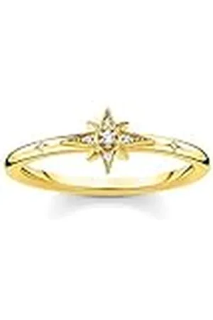 Thomas Sabo Anillo estrella con piedras plata chapada en oro TR2317-414-14-52