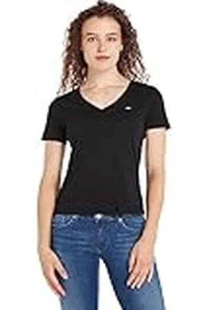 Tommy Hilfiger Mujer Camiseta Manga Corta TJW Slim Soft Cuello de Pico, , L