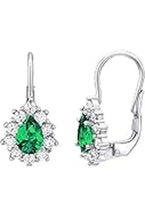 Silvego Pendientes para mujer de plata de ley 925 con piedra Swarovski Created Stones, Plata