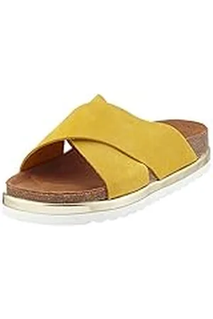 VERO MODA Vmlisa Leather Sandal, Sandalias Planas Mujer, Amarillo (Celery), 41 EU