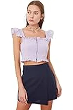 Trendyol Woman Regular Standard Square Collar Woven Blouse Camisa, , 38 para Mujer