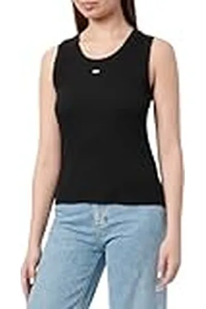 Tommy Hilfiger Camiseta de Tirantes Mujer Essential Rib Slim Fit, Negro (Black), XL