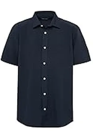 Nautica Uniform Short Sleeve Performance Oxford Button-Down Shirt Camisa Abotonada, Azul Marino, L para Hombre