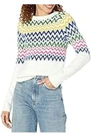 Amazon Jersey Suave al Tacto con Cuello Redondo y Estampado Isla Fair Mujer, , XS