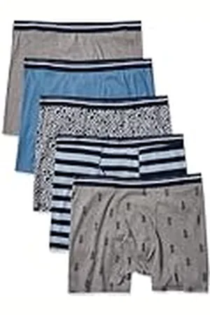 Amazon Cómodo Calzoncillo Bóxer de Algodón sin Etiquetas Hombre, Pack de 5, , M