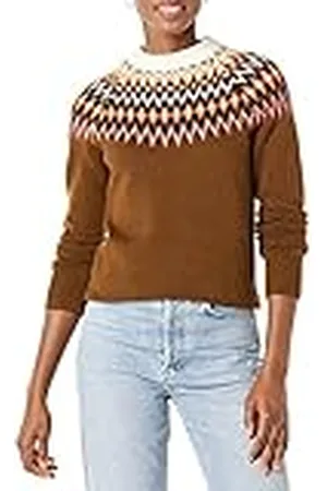 Amazon Jersey suave al tacto con cuello redondo y estampado isla Fair Mujer, , XS