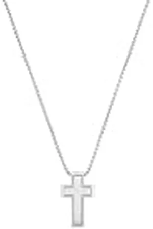 QS by s.Oliver Cadena con colgante de acero inoxidable collar de los hombres, 55+5 cm, , cruz, viene en caja de regalo de joyería, 2035529