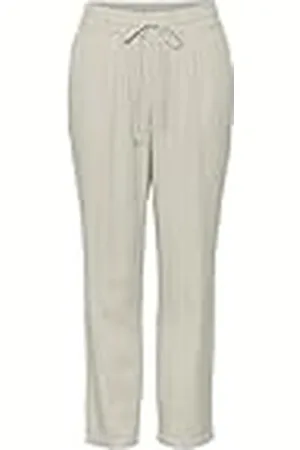 VERO MODA Pantalones de Lino Informales para Mujer Sueltos Pantalones Tobilleros Casuales, Color: , Talla:XL